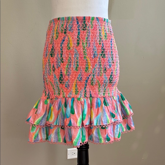 FARM Rio by Anthropologie Colorful Patterned Smocked Printed Mini Skirt Size S - Picture 4 of 14